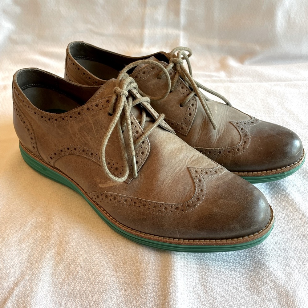 Cole Haan Women’s size 9.5 oxfords with green cushiony sole. Only slightly worn.